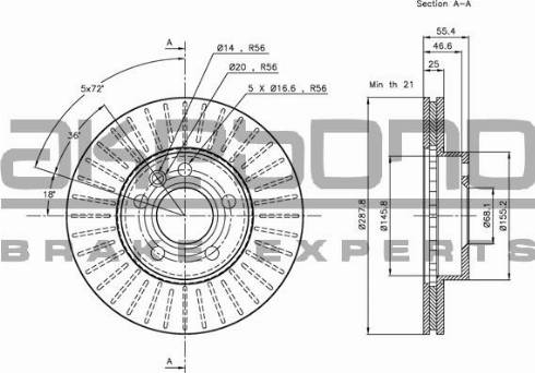 Akebono BN-0196 - Brake Disc autospares.lv