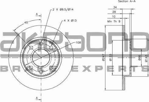 Akebono BN-0197 - Brake Disc autospares.lv