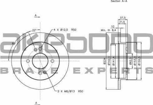 Akebono BN-0149 - Brake Disc autospares.lv