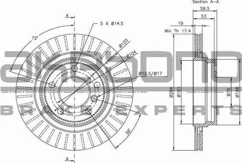 Akebono BN-0144E - Brake Disc autospares.lv