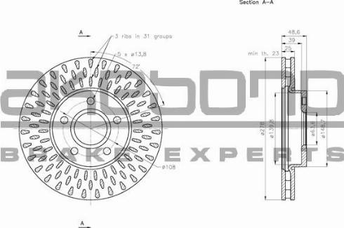 Akebono BN-0146 - Brake Disc autospares.lv