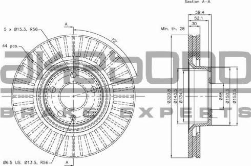 Akebono BN-0140 - Brake Disc autospares.lv