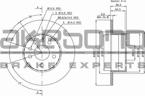 Akebono BN-0155 - Brake Disc autospares.lv