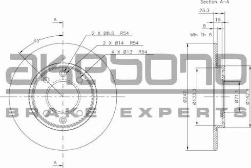 Akebono BN-0161 - Brake Disc autospares.lv