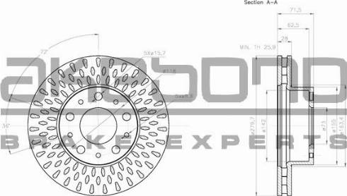 Akebono BN-0168 - Brake Disc autospares.lv