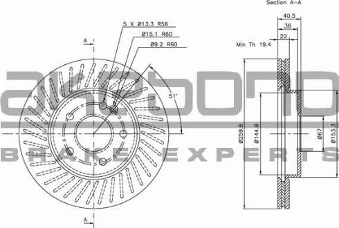 Akebono BN-0106E - Brake Disc autospares.lv