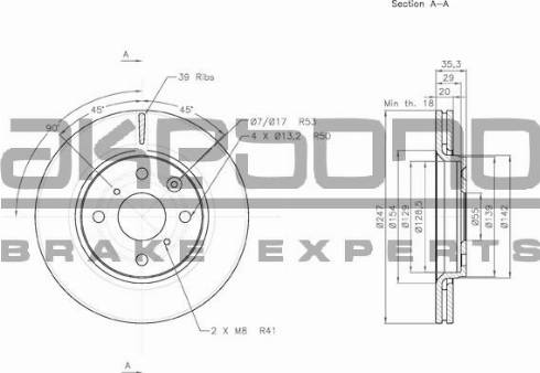 Akebono BN-0108E - Brake Disc autospares.lv