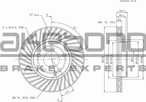 Akebono BN-0103E - Brake Disc autospares.lv