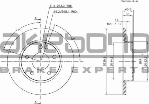 Akebono BN-0116E - Brake Disc autospares.lv