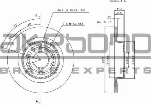 Akebono BN-0186 - Brake Disc autospares.lv