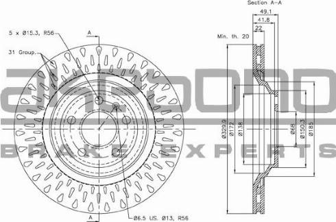 Akebono BN-0183 - Brake Disc autospares.lv