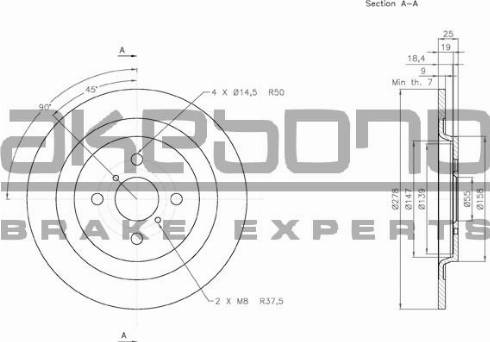 Akebono BN-0134 - Brake Disc autospares.lv