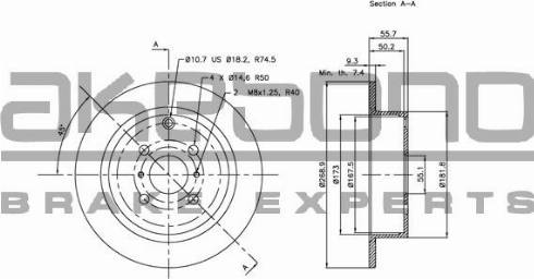 Akebono BN-0130 - Brake Disc autospares.lv