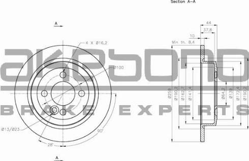 Akebono BN-0132 - Brake Disc autospares.lv