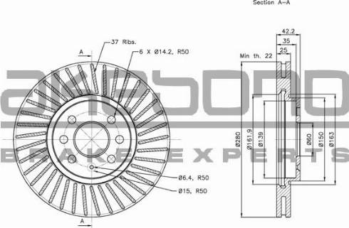 Akebono BN-0122 - Brake Disc autospares.lv