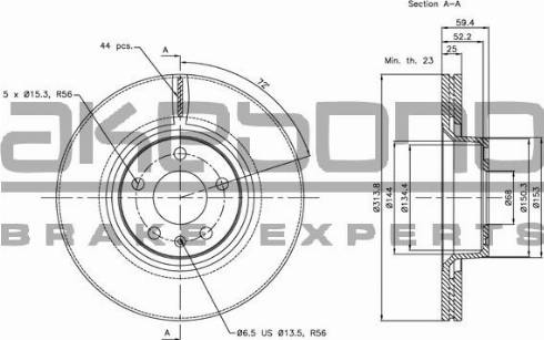 Akebono BN-0176E - Brake Disc autospares.lv