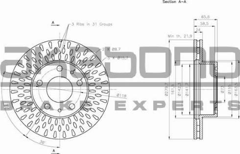 Akebono BN-0172E - Brake Disc autospares.lv