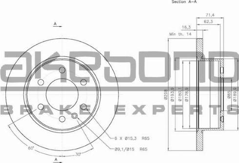 Akebono BN-0177 - Brake Disc autospares.lv