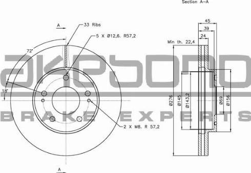 Akebono BN-0899 - Brake Disc autospares.lv