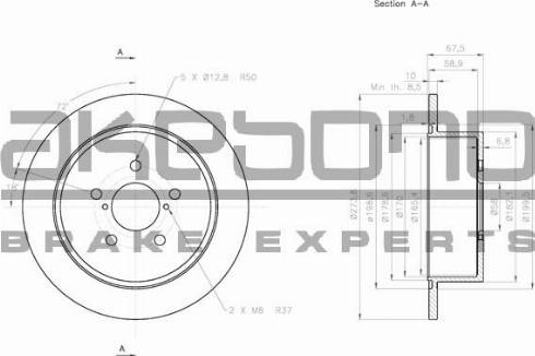 Akebono BN-0849E - Brake Disc autospares.lv