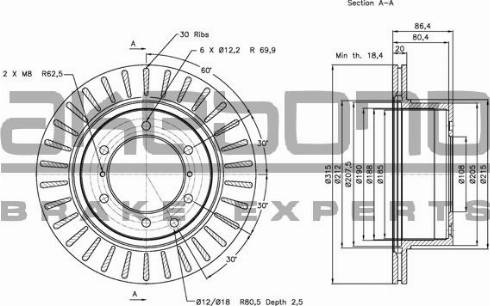 Akebono BN-0842 - Brake Disc autospares.lv