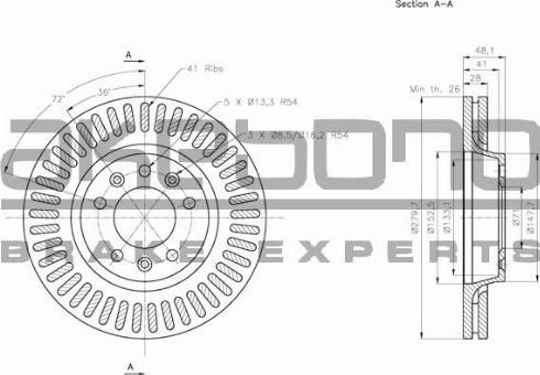 Akebono BN-0854 - Brake Disc autospares.lv