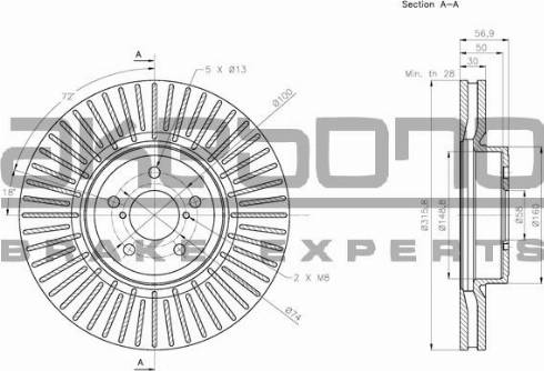 Akebono BN-0852 - Brake Disc autospares.lv