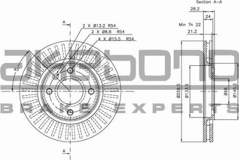 Akebono BN-0865 - Brake Disc autospares.lv