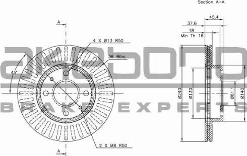 Akebono BN-0867 - Brake Disc autospares.lv