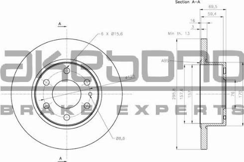 Akebono BN-0819 - Brake Disc autospares.lv