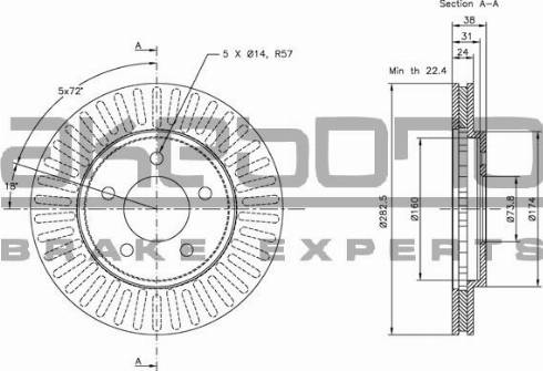 Akebono BN-0813E - Brake Disc autospares.lv