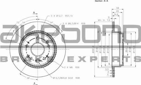 Akebono BN-0812 - Brake Disc autospares.lv