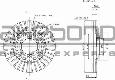 Akebono BN-0889 - Brake Disc autospares.lv