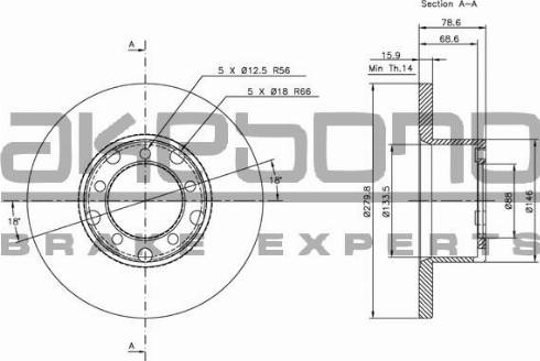 Akebono BN-0883 - Brake Disc autospares.lv