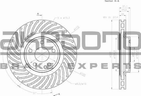 Akebono BN-0835E - Brake Disc autospares.lv