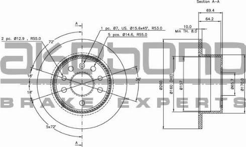 Akebono BN-0836 - Brake Disc autospares.lv