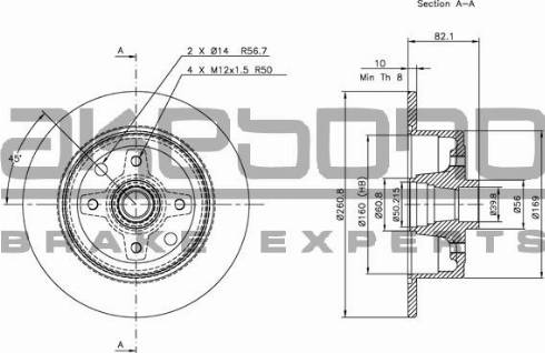 Akebono BN-0830E - Brake Disc autospares.lv