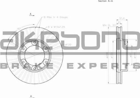 Akebono BN-0830 - Brake Disc autospares.lv