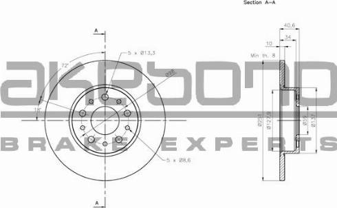 Akebono BN-0838 - Brake Disc autospares.lv