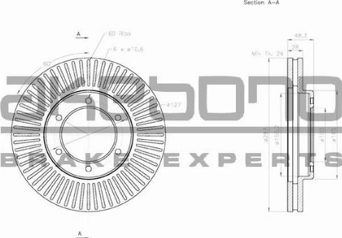 Akebono BN-0822 - Brake Disc autospares.lv