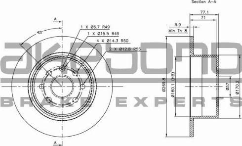 Akebono BN-0879 - Brake Disc autospares.lv