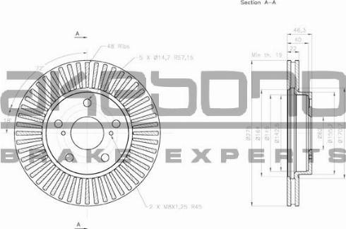 Akebono BN-0399 - Brake Disc autospares.lv