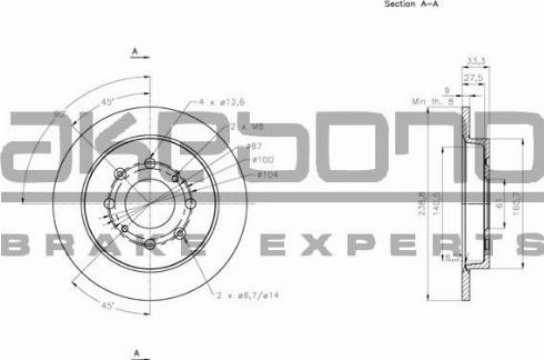 Akebono BN-0394 - Brake Disc autospares.lv