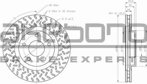 Akebono BN-0391E - Brake Disc autospares.lv