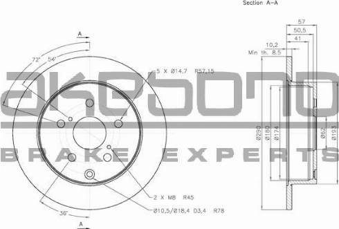 Akebono BN-0397 - Brake Disc autospares.lv