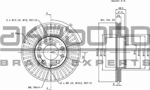 Akebono BN-0349 - Brake Disc autospares.lv