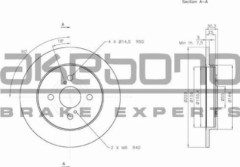 Akebono BN-0345E - Brake Disc autospares.lv