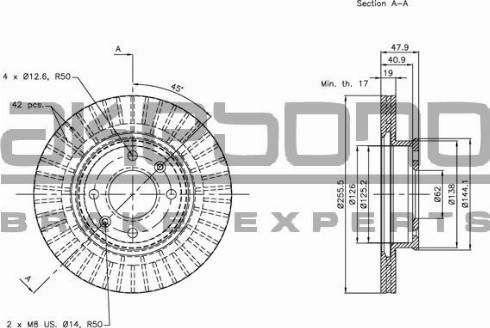 Akebono BN-0341E - Brake Disc autospares.lv