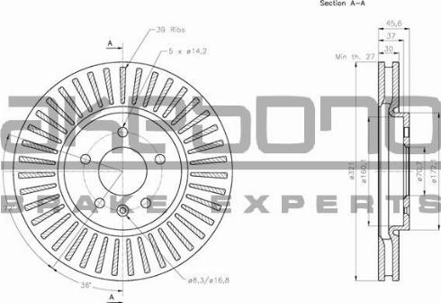 Akebono BN-0348 - Brake Disc autospares.lv