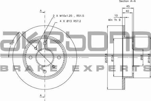 Akebono BN-0354 - Brake Disc autospares.lv